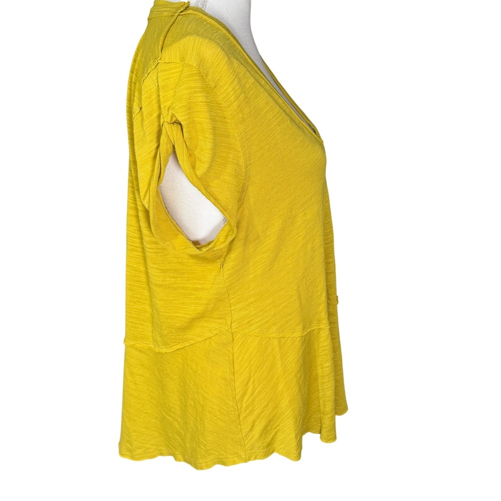 Free People We The Free Chartreuse Slub Knit Peplum Top Short Sleeve Size Medium - Picture 8 of 13